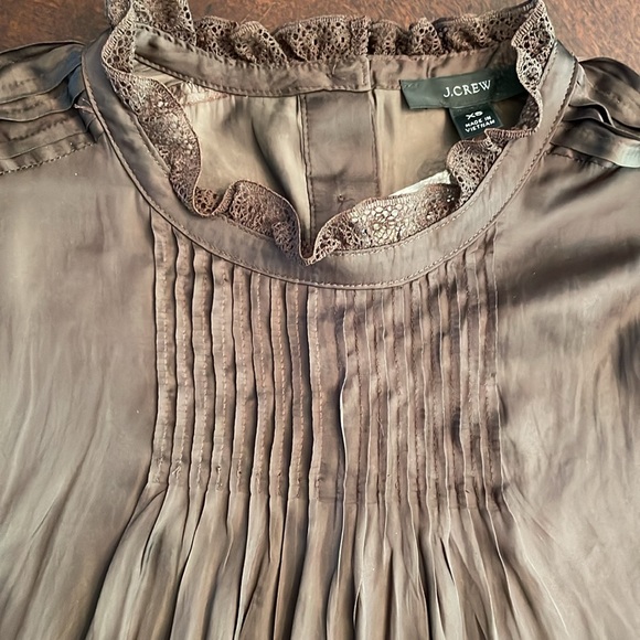 NWT J.Crew women’s ruffle neck drapery long sleeve top in dark brown size xs - Picture 6 of 11